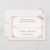 RSVPカードを結婚するぼろぼろのピンクのビクトリアンなスタイル 出欠カード (正面)