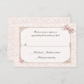 RSVPカードを結婚するぼろぼろのピンクのビクトリアンなスタイル 出欠カード (正面/裏面)