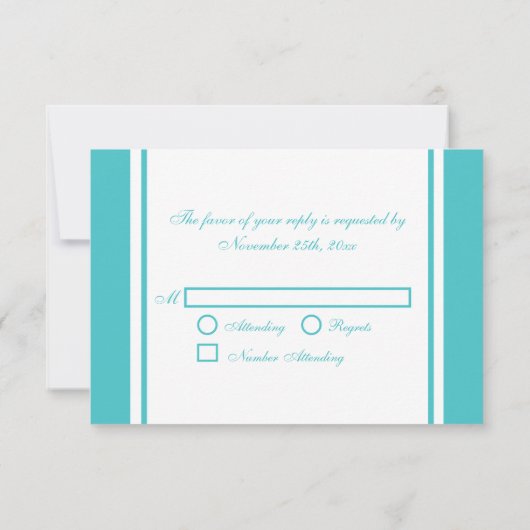 RSVPカードを結婚するエレガントなティール（緑がかった色）のモノグラム 出欠カード (裏面)