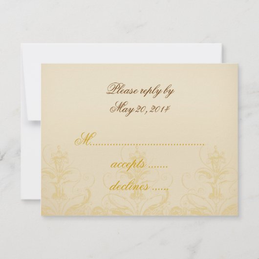 RSVPカードを結婚するエレガントな孔雀のモノグラムのヴィンテージ 出欠カード (裏面)