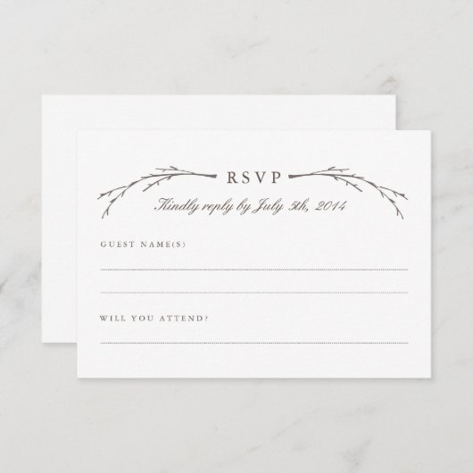 RSVPカードを結婚するエレガントな森林 出欠カード (正面/裏面)