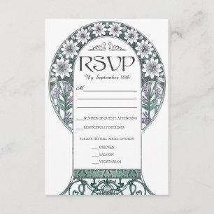 RSVPカードを結婚するカラフルなアールヌーボー(#6)を置いて下さい 出欠カード