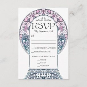 RSVPカードを結婚するカラフルなアールヌーボー(#8)を置いて下さい 出欠カード