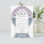 RSVPカードを結婚するカラフルなアールヌーボー(#8)を置いて下さい 出欠カード (スタンド正面)