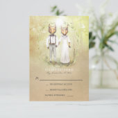 RSVPカードを結婚するキツネ愛 出欠カード (スタンド正面)