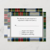 RSVPカードを結婚するステュワートの服の格子縞 出欠カード (正面/裏面)