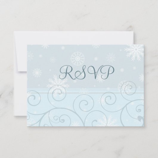 RSVPカードを結婚するターコイズの雪片のクリスマス 出欠カード (正面)