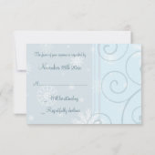 RSVPカードを結婚するターコイズの雪片のクリスマス 出欠カード (裏面)