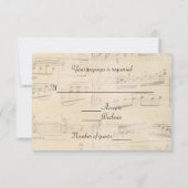 RSVPカードを結婚するパリのヴィンテージ音楽 出欠カード (裏面)
