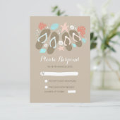 RSVPカードを結婚するビーチのビーチサンダル 出欠カード (スタンド正面)