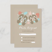 RSVPカードを結婚するビーチのビーチサンダル 出欠カード (正面/裏面)