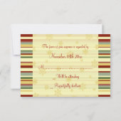RSVPカードを結婚するフェスティバルのストライプなクリスマス 出欠カード (裏面)