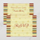 RSVPカードを結婚するフェスティバルのストライプなクリスマス 出欠カード (正面/裏面)
