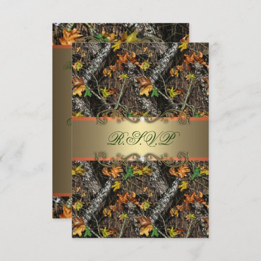 RSVPカードを結婚するフォーマルな迷彩柄 出欠カード (正面/裏面)