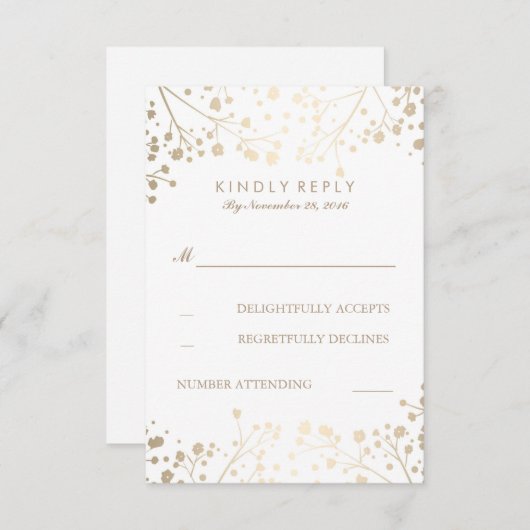 RSVPカードを結婚するホイルのベビーの呼吸 出欠カード (正面/裏面)