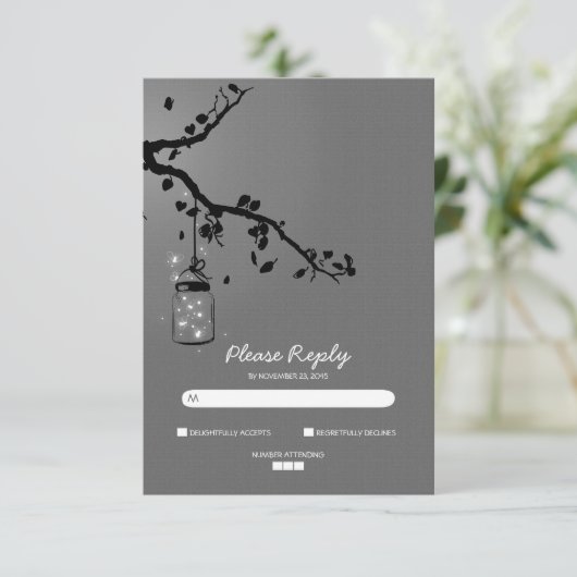 RSVPカードを結婚するメーソンジャーをつけます 出欠カード (スタンド正面)