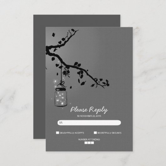 RSVPカードを結婚するメーソンジャーをつけます 出欠カード (正面/裏面)