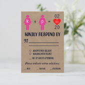 RSVPカードを結婚するモノグラム愛カップル 出欠カード (スタンド正面)