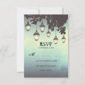 RSVPカードを結婚するランプをつるすヴィンテージ 出欠カード (正面)