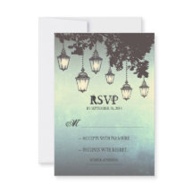 RSVPカードを結婚するランプをつるすヴィンテージ