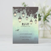 RSVPカードを結婚するランプをつるすヴィンテージ 出欠カード (スタンド正面)