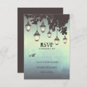 RSVPカードを結婚するランプをつるすヴィンテージ 出欠カード (正面/裏面)