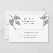 RSVPカードを結婚するレースのような葉 出欠カード (裏面)