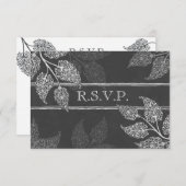 RSVPカードを結婚するレースのような葉 出欠カード (正面/裏面)