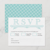 RSVPカードを結婚するヴィンテージの水のターコイズ 出欠カード (正面/裏面)
