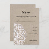 RSVPカードを結婚するヴィンテージの素朴なDoily 出欠カード (正面/裏面)