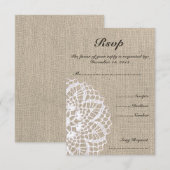 RSVPカードを結婚するヴィンテージのDoily及びバーラップ 出欠カード (正面/裏面)