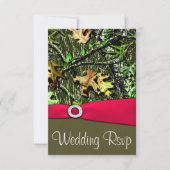 RSVPカードを結婚する上品なショッキングピンクの狩りの迷彩柄 出欠カード (正面)