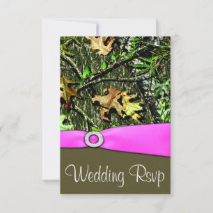 RSVPカードを結婚する上品な淡いピンクの狩りの迷彩柄 出欠カード