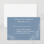 RSVPカードを結婚する下る雪片の冬 出欠カード (正面/裏面)