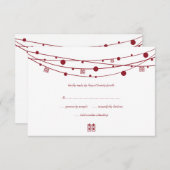 RSVPカードを結婚する二重幸福のランタン 出欠カード (正面/裏面)