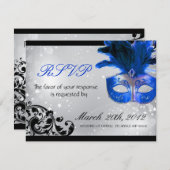 RSVPカードを結婚する仮面舞踏会 出欠カード (正面/裏面)