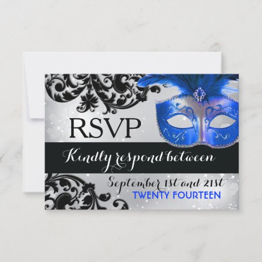 RSVPカードを結婚する仮面舞踏会 出欠カード (正面)