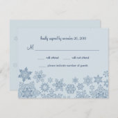 RSVPカードを結婚する冬の雪片 出欠カード (正面/裏面)