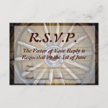 RSVPカードを結婚する南西荷馬車の車輪