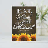 RSVPカードを結婚する国の素朴なヒマワリ 出欠カード (スタンド正面)