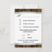 RSVPカードを結婚する国の西部の木製のヒマワリ 出欠カード (裏面)