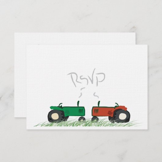 RSVPカードを結婚する夏の農場 出欠カード (正面/裏面)