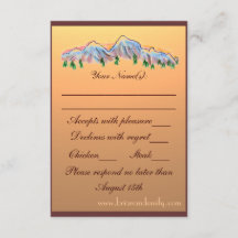 RSVPカードを結婚する山のテーマの秋