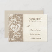 RSVPカードを結婚する愛木 出欠カード (正面/裏面)