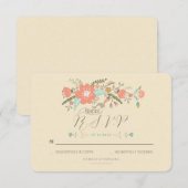RSVPカードを結婚する手書きの花模様 出欠カード (正面/裏面)