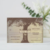 RSVPカードを結婚する木およびひもライト 出欠カード (スタンド正面)