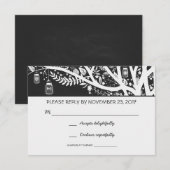 RSVPカードを結婚する木のメーソンジャーの花をつけます 出欠カード (正面/裏面)