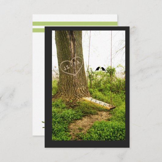 RSVPカードを結婚する木nの振動w鳥の国 出欠カード (正面/裏面)