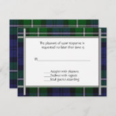 RSVPカードを結婚する格子縞 出欠カード (正面/裏面)