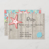 RSVPカードを結婚する熱帯貝殻 出欠カード (正面/裏面)
